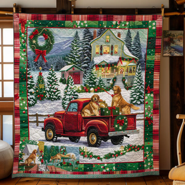 Christmas Truck Puppies WN3008050CL Quilt - Image 3